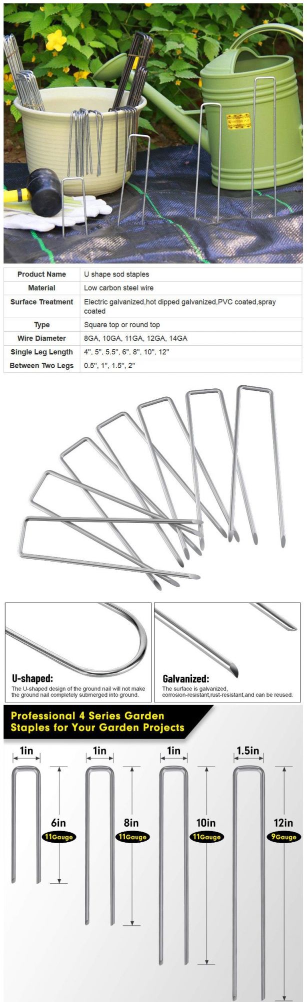 China Factory Supply High Quality U Fence Staple/Turf Pegs for Garden