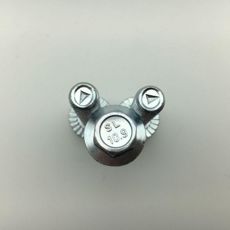 Serration Hex Screw Flange Bolt White Zp Cl10.9