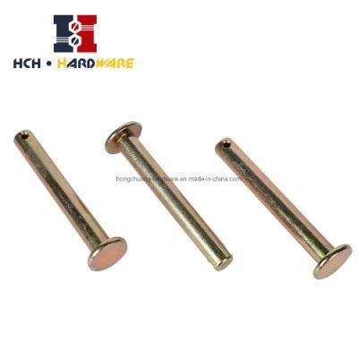 Customized Carbon Steel Round Head Clevis Pin with Hole Yellow Zinc