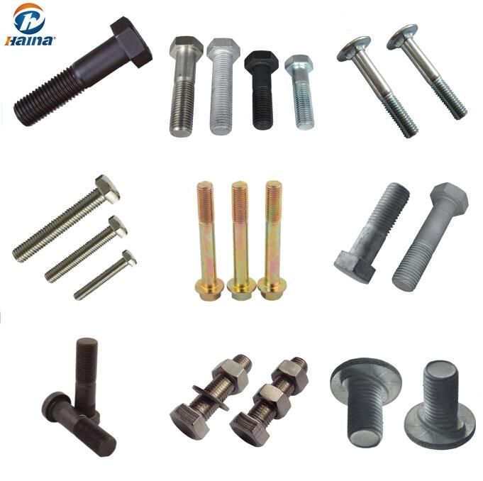 Carbon Steel Grade 4.8 5.8 6.8 M16 M20 HDG Carriage Bolt with Fine Pitch Thread for Power