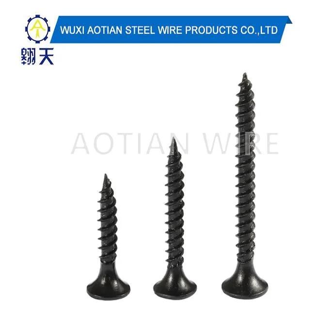 3.5X25mm Drywall Screws Phillips Bugle Head with Cross Recess Steel C1022 Black Phosphated Coating Fine Thread Sharp Point Drywall Screw