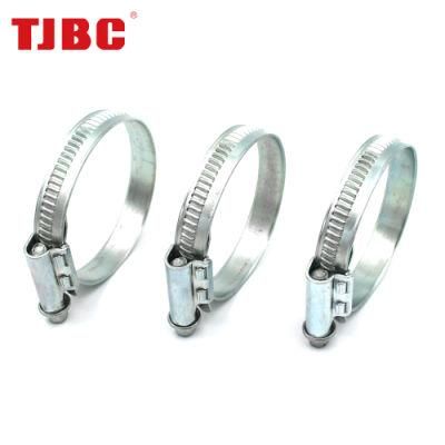 12mm German Type Galvanized Iron Worm Drive Hose Clamp Without Welded Housing, Adjustable Non-Perforated Pipe Tube Clip, 25-40mm
