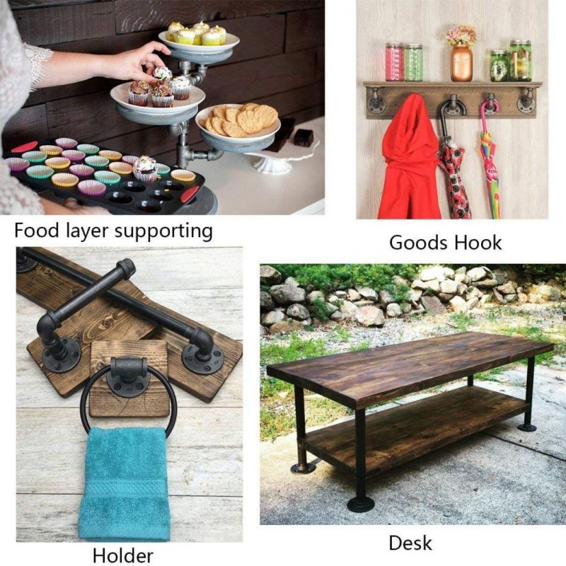 Rustic Wood Wall Mounted Hat Coat Pipe Fittings Racks
