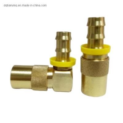 Brass Elbow Quick Release Coupling with Hose Barb Fitting