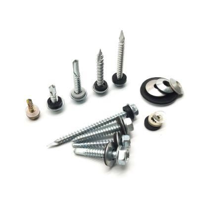 Zinc Plating Carbon Steel Self Drilling Screw with Vulcanized Washer 14#