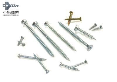 Pozidriv Flat Head Chipboard Screw Double Csk Flat Full Thread C1022 Harden White Zinc Plated 4X70mm Chipboard Screw