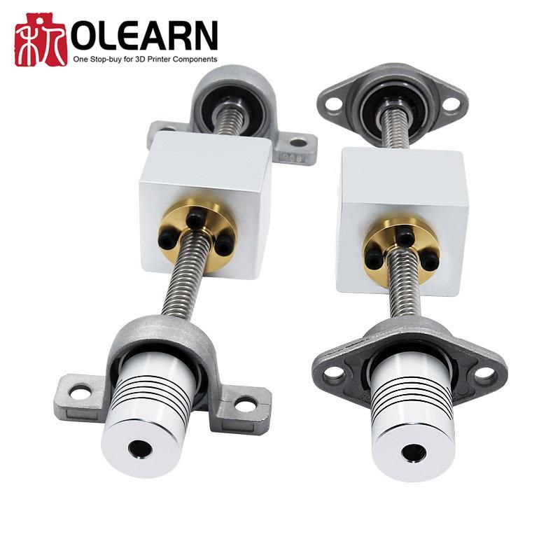 Olearn 500mm Horizontal Optical Axis & Flexible Shaft Coupling & 8mm Lead Screw Dual Rail Shaft Support Pillow Block Bearings