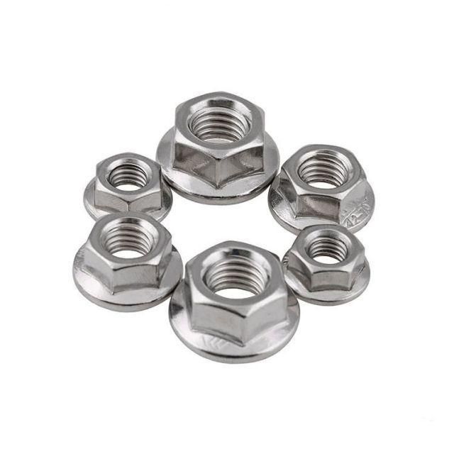 DIN6923 Ss201 SS304 SS316 M6 M7 M8 M10 Large Hex Flange Nut with Serrated