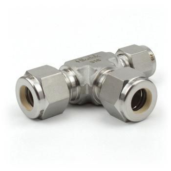 Stainless Steel Two Ferrules Compression Tube Fittings Tee