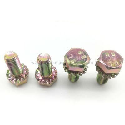 Hex Head Bolts and Serrated Lock Washers External Teeth