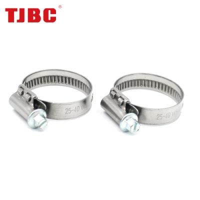 OEM&ODM 12mm German Type 316ss Stainless Steel Worm Drive Pipe Tube Clip, Adjustable Non-Perforated Hose Clamp for Automotive, 110-130mm