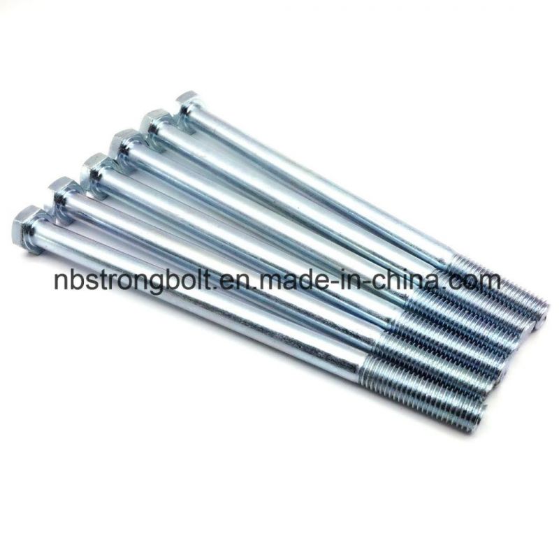 DIN931 Screw Hex Bolt Cl. 8.8 with White Zinc Plated Cr3+