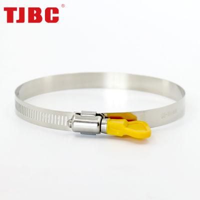 Stainless Steel Hose Clamp with Plastic Handle Key Adjustable Butterfly Hose Clamp for Water Drain Hose Garden Hose, Rubber Pipe, 21-44mm