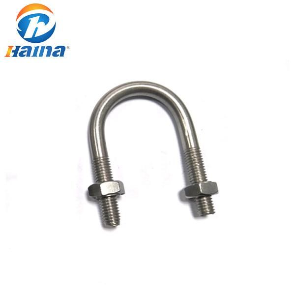 DIN3570 Stainless Steel SS304 SS316 A2 A4 M8 M12 M16 M20 U Shape/Type Bolt with Two Nuts Bent Bolt Square U Bolt for Tower and Electric Power