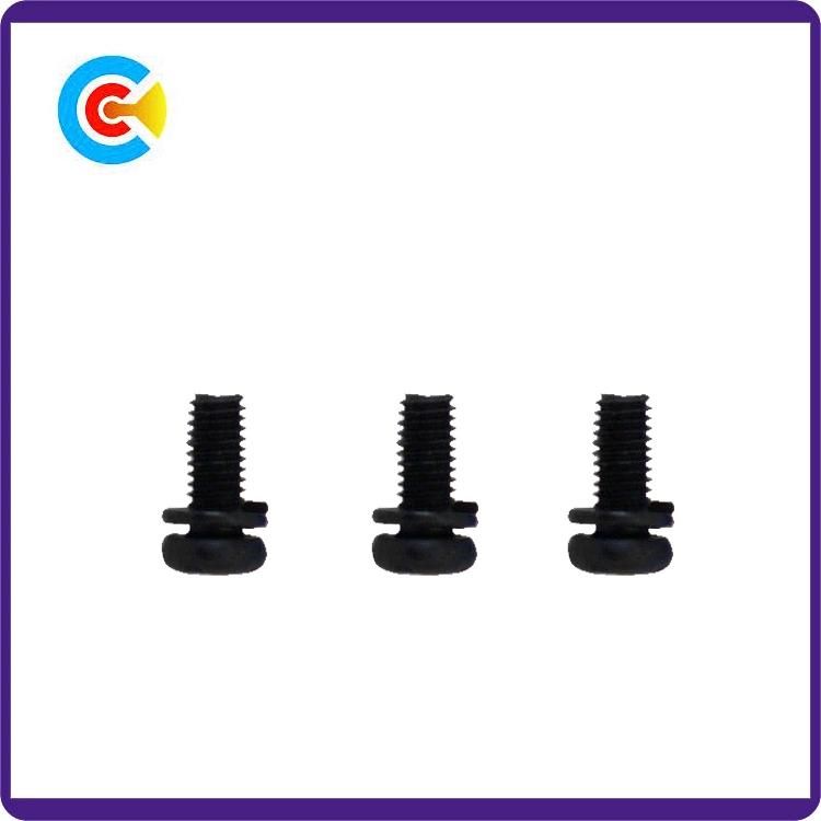 GB/DIN/JIS/ANSI Carbon-Steel/Stainless-Steel Black Zinc/4.8/8.8/10.9 Galvanized Phillips Pan Head Combination Screw