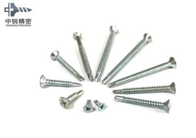 4.2X25mm White Zinc Plated Phillips Carbon Steel Crossed Recessed Pan Head Self-Drilling Screws