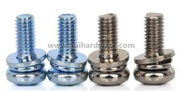 Carbon Steel Phillips Pan Head Sems Screw with Spring & Flat Washers