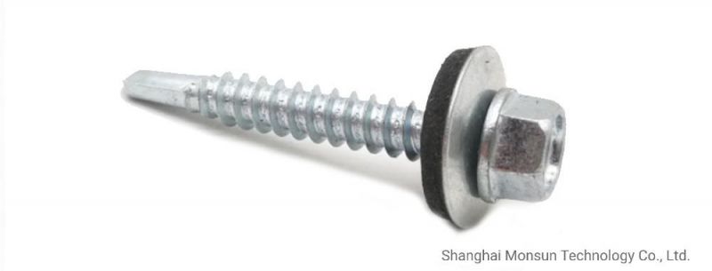 Mechanical Galvanized Steel Hex Washer Head Self Drilling Screw with Bonded Sealing Washer