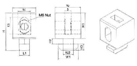 Industrial Use Aluminium Profile Accessories Multi Block