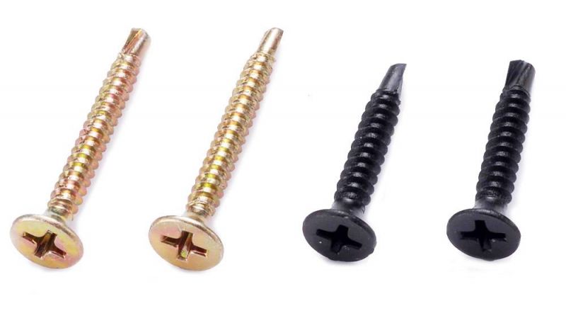 Yellow Clear Zinc Plated/Black Phosphate Steel Bugle Head Drill Point Fine Tjread Self Drilling Drywall Screws