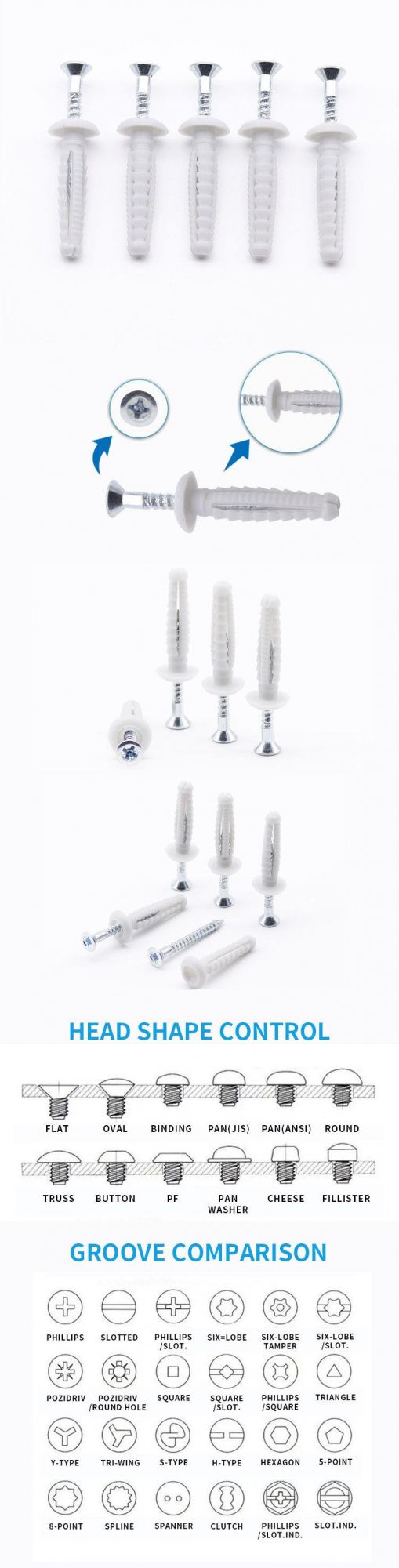 Bulk Packing Nylon Mushroom Head Expansion Anchor