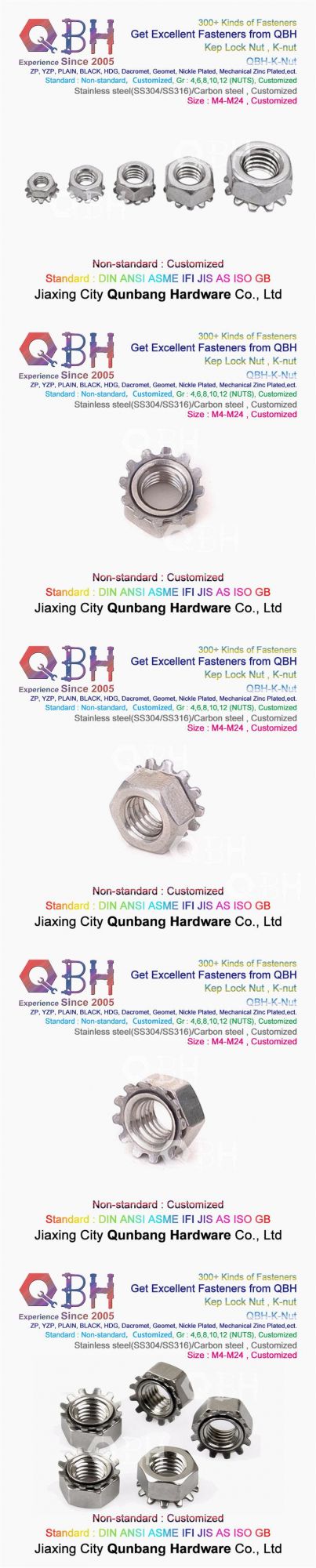 Qbh DIN985 DIN982 Carbon/Stainless Steel Square Hexagonal Hexagon Hex Cap Machine Locking Fastener Hardware Nylock Nylon Lock Nut/K-Nut/DIN6923 Flange Wheel Nut