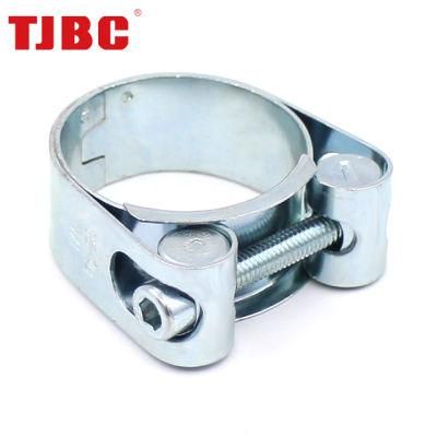 W1 Zinc Plated Steel White Galvanized Heavy Duty Single Bolt Unitary Hose Clamp with Double Layers Robust Bands for Exhaust Pipe, 35-40mm