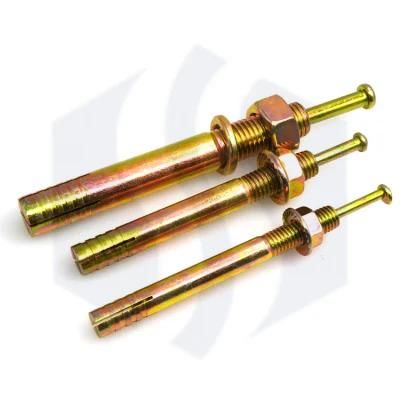 Pin-Drive Expansion Anchor Bolts Yellow Zinc Plating Hit Anchor with Hex Nut and Washer