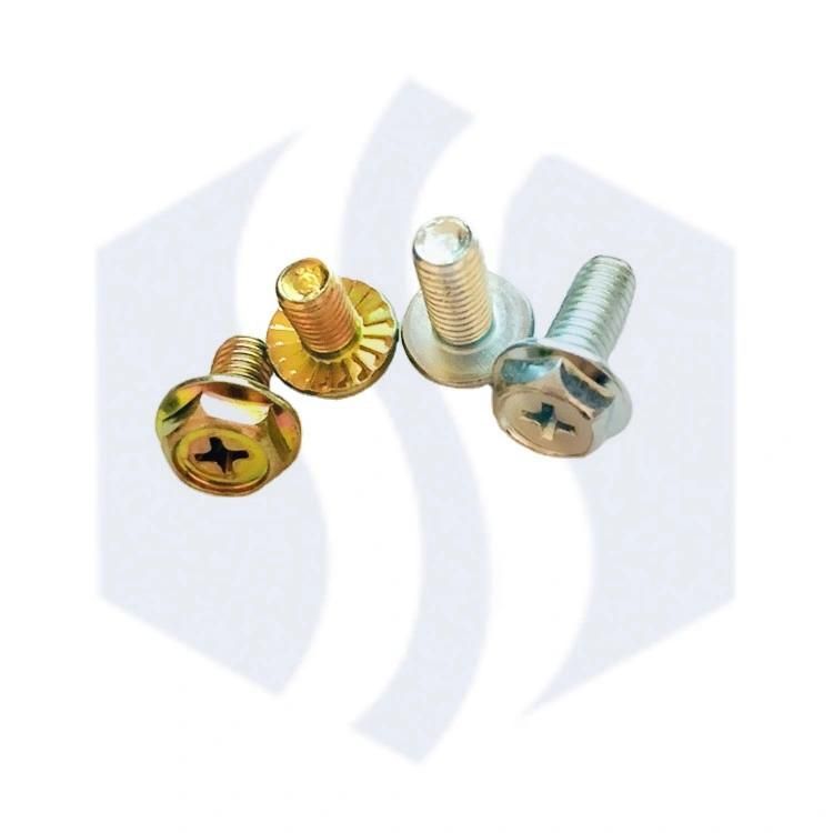 White Zinc Plating Carbon Steel 8.8 Grade Concave Groove Cross Recess Hex Flange Bolt /DIN6921 Without Serration
