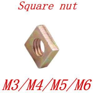 50PCS-Thin-Square-Nut-DIN562-M3-M4-M5-M6-Color-Zinc-Plated-Square-Nuts