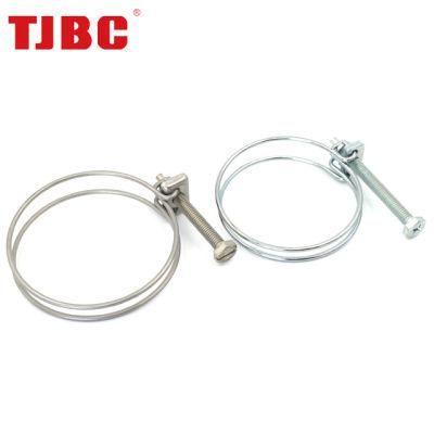 High Quality Pretty Tension Adjustable 304ss Stainless Steel Double Wires Hose Clamp Steel Pipe Clamp Bolt Clamp, 28-32mm