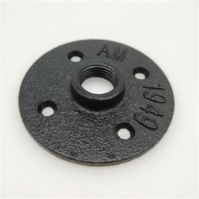 1/2 Inch Wrought Iron Decorative Pipe Fittings Floor Flange Black Malleable Used for Industrial Pipe Hooks