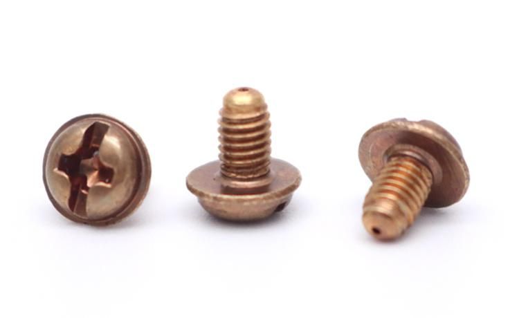 Brass Screws Fasteners Round Head Washer Phillips Slotted Copper Screw with Chamfer