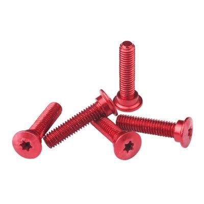 Customized Red Six Lobe Torx Shoulder Anodized Aluminum Screw