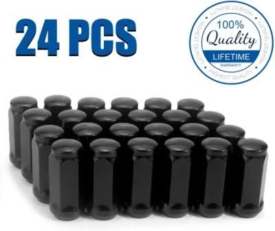 Black Bulge Acorn 3/4&quot; 19mm Hex 1.9&quot; Tall M14X1.5 Lug Nuts