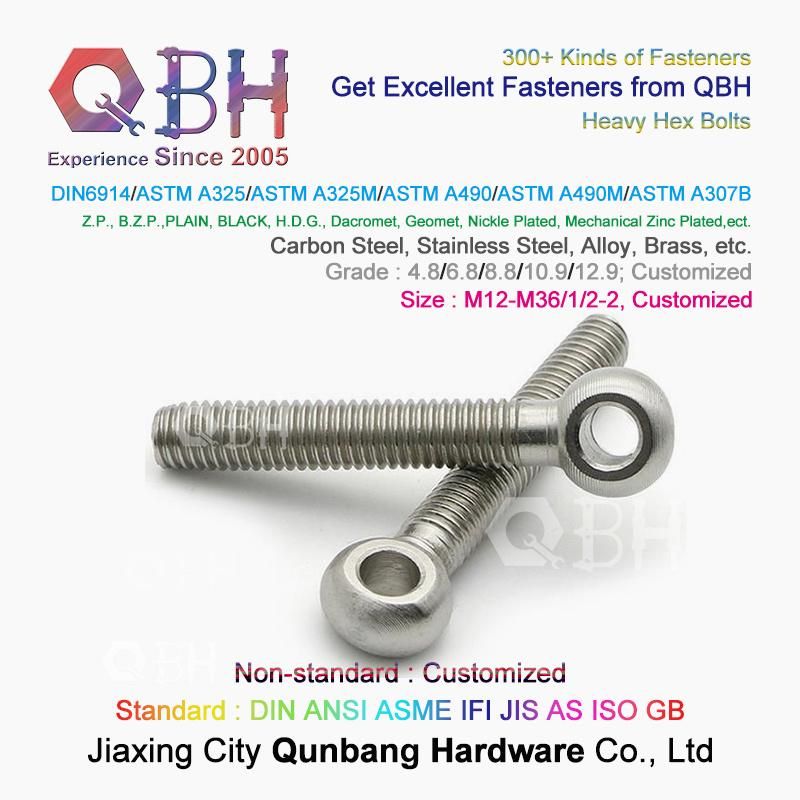 Qbh DIN6914//ASTM A490/A490m/ASTM A307b Carbon Stainless Steel Heavy Hex Bolt with Nut Washer/Eye Bolt/Flange Bolt/Foundation Bolt/T Hammer Head Screw Bolt