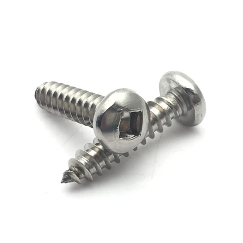 Square Hole Drive Pan Head Self Tapping Screws. Stainless Steel 304 316