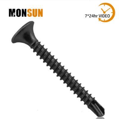 #6 Phosphate/Zinc Coated Yellow/Black Fine Thread Cross Recess Self-Drilling Drywall Screw for Plasterboard on Timber Supports