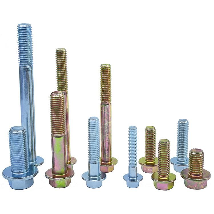 Fasteners Grade 4.8 Customized Hex Flange Washer Head Bolt DIN6921 Stainless Steel Carbon Steel 10.9 Flange Bolts with Hex Washer Head with Serrated
