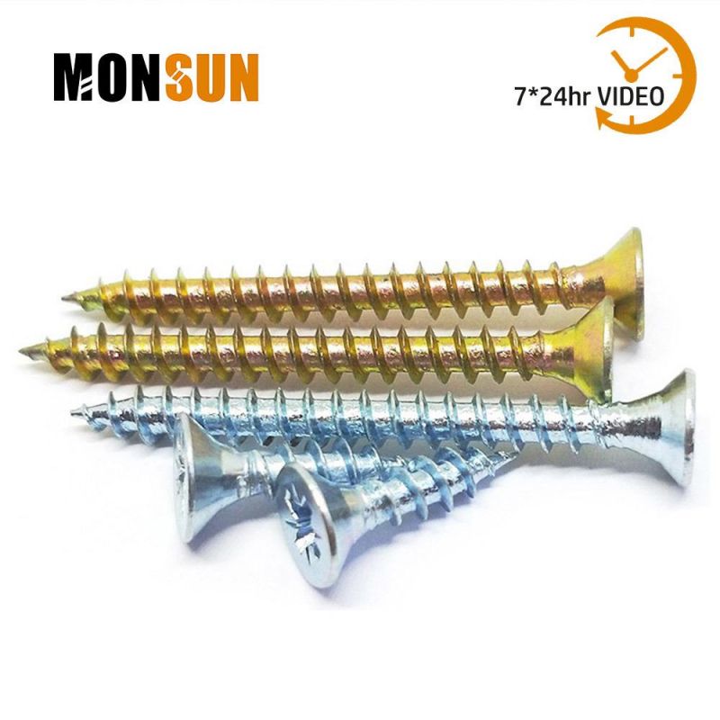 Yellow Zinc Flat Head Square Drive Particalboard Screw