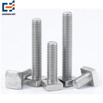 Stainless Steel A2-70 Square Bolt M8X35 Square Bolt and Nut Galvanized Square Head Machine Bolt T Bolt Square Flat Head Bolts