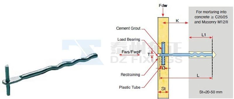 Corrugated Pin (Mortar Anchor) for Stone Fixing Systems