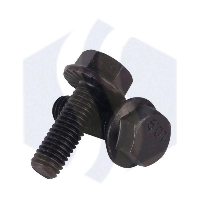 Black Carbon Steel 8.8 Grade Hex Serrated Flange Bolt /DIN6921