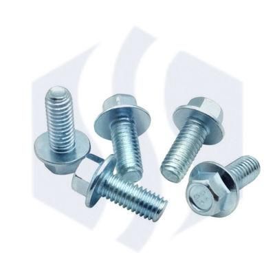 White Zinc Plating Carbon Steel 8.8 Grade Concave Groove Recess Hex Flange Bolt /DIN6921 Without Serration