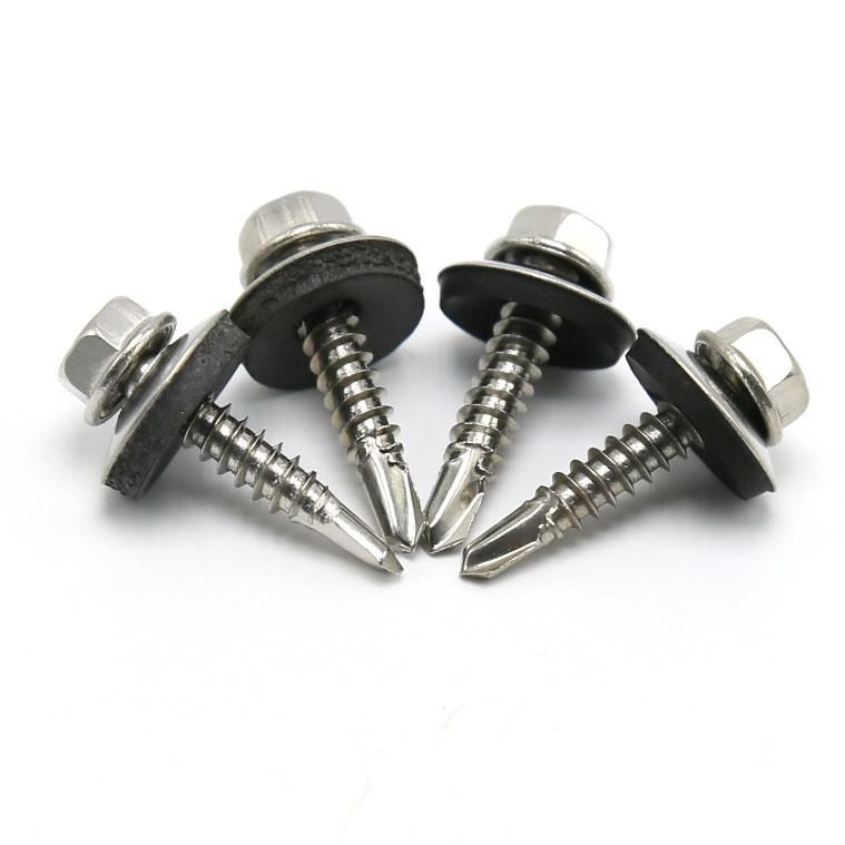 Stainless Steel 410 Hex Head Roofingscrews Self Drilling Screws with Bonded EPDM Rubber Washer