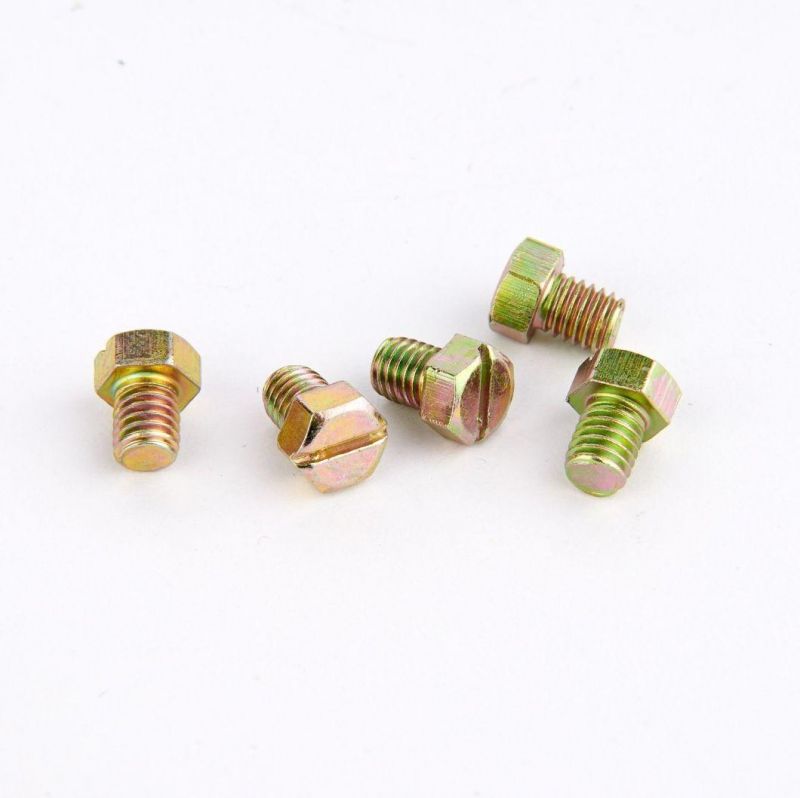 Hexagon Head Slotted Screw, Yellow Zinc Plating Bolt