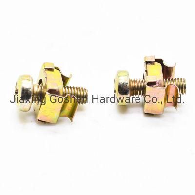 Carbon Steel Yellow Zinc Plated M5 Combination of Cage Nut and Philips Pan Head Machine Screw