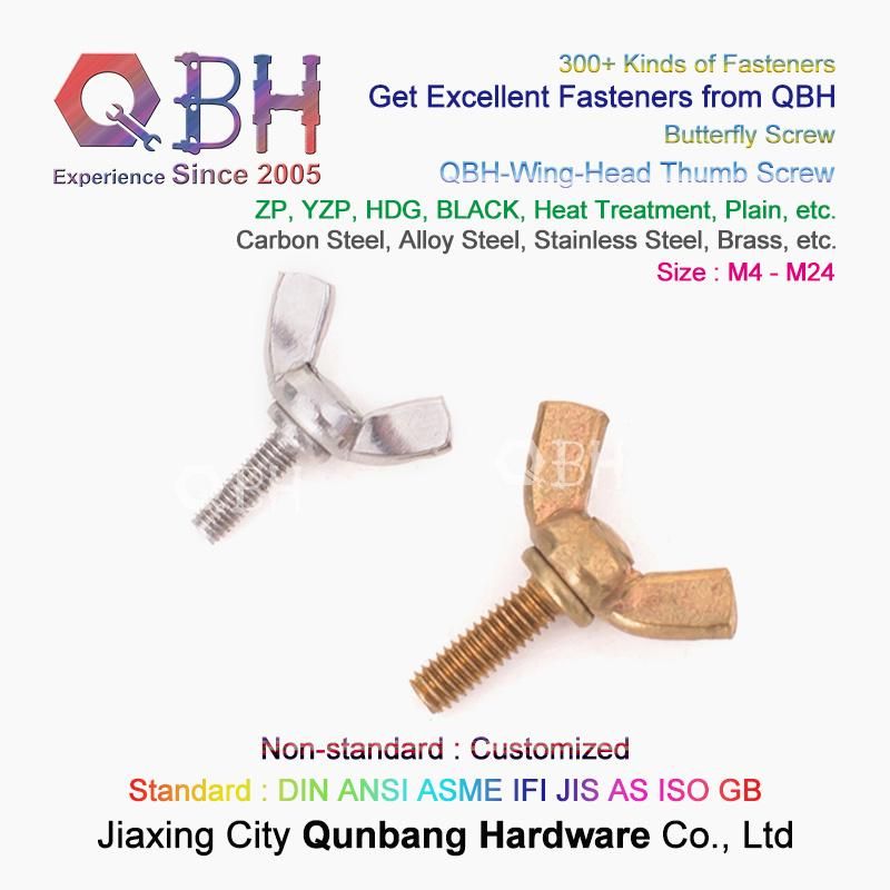 Qbh ODM OEM America Type Full Thread Carbon Stainless Steel Brass Copper Wing-Head Wing Butterfly Head Thumb Bolt Screws Price