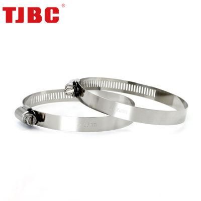 Stainless Steel Perforated and Interlock Design Heavy Duty American Type Worm Drive Hose Clamp for Automobile, Adjustable Range 78-102mm