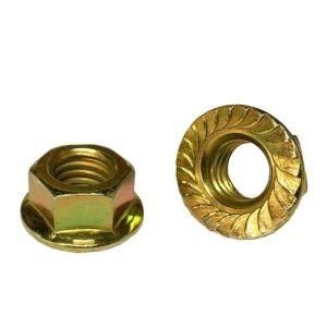 DIN6923 Blue White Zinc and Yellow Plated or Hot Zinc Plate Hex Flange Cap Serrated Lock Nut